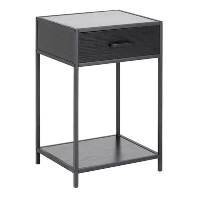 Seaford Bedside Table with 1 Drawer in Black – FTG