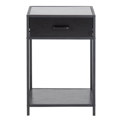 Seaford Bedside Table with 1 Drawer in Black – FTG, view 2