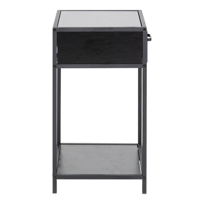 Seaford Bedside Table with 1 Drawer in Black – FTG, view 3