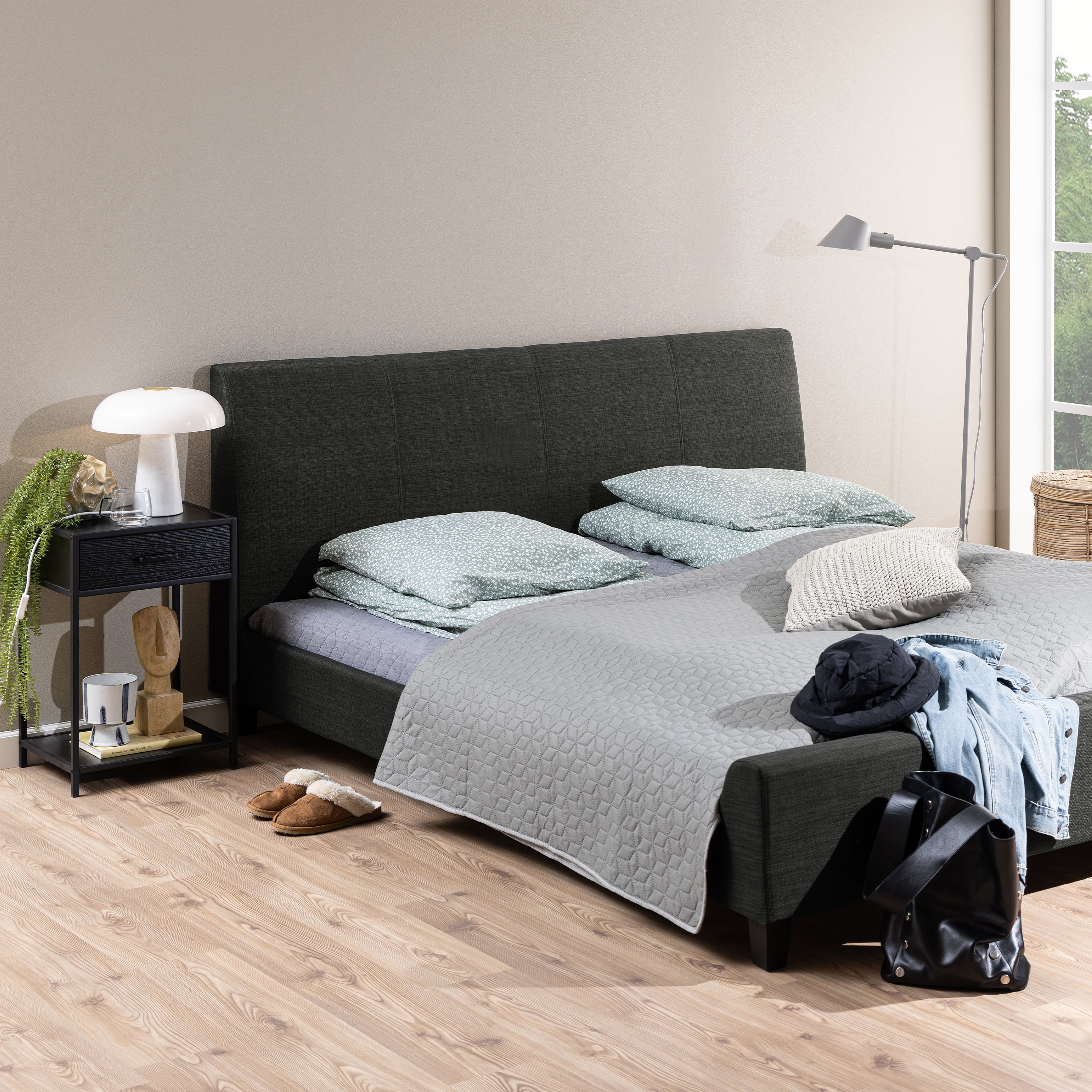 Seaford Bedside Table with 1 Drawer in Black – FTG, view 5