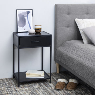 Seaford Bedside Table with 1 Drawer in Black – FTG, view 6