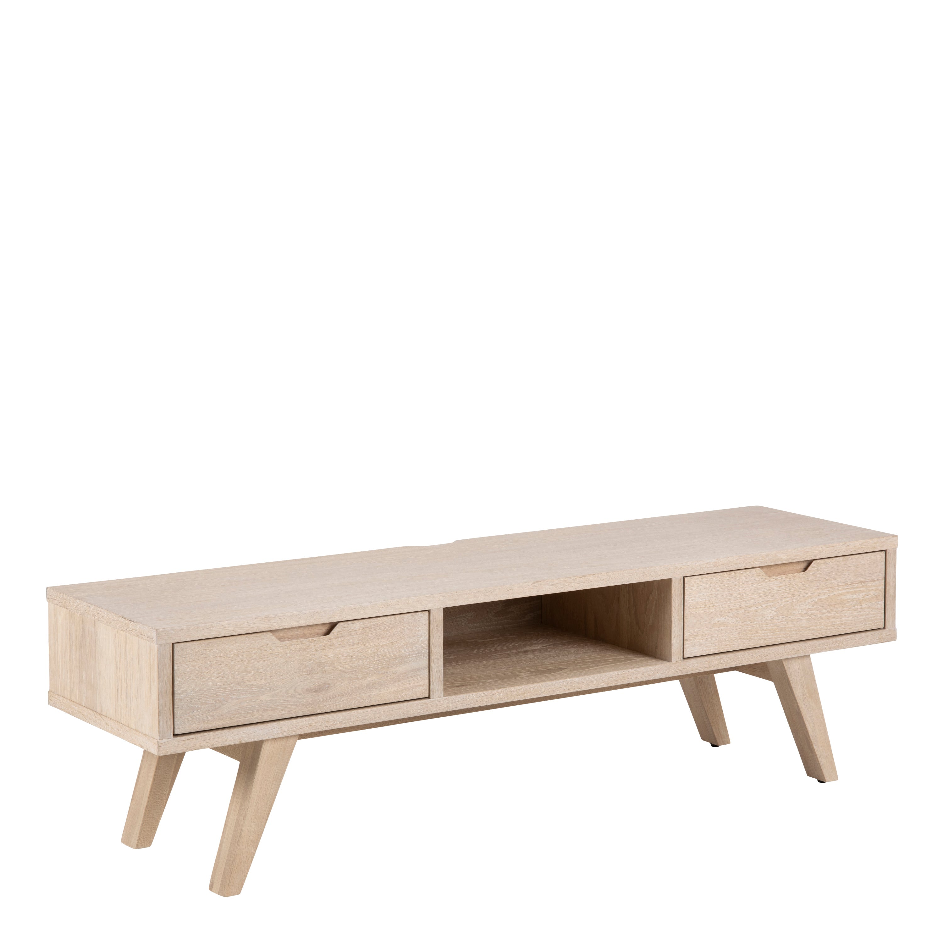 A-Line TV Unit with 2 Drawers in White Oak – FTG