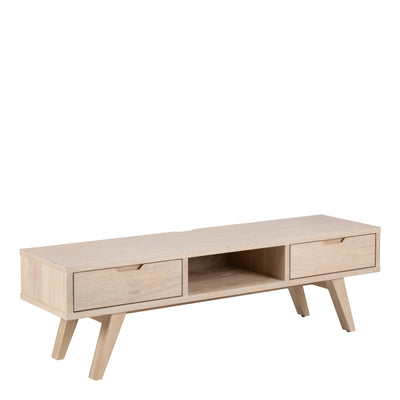 A-Line TV Unit with 2 Drawers in White Oak – FTG