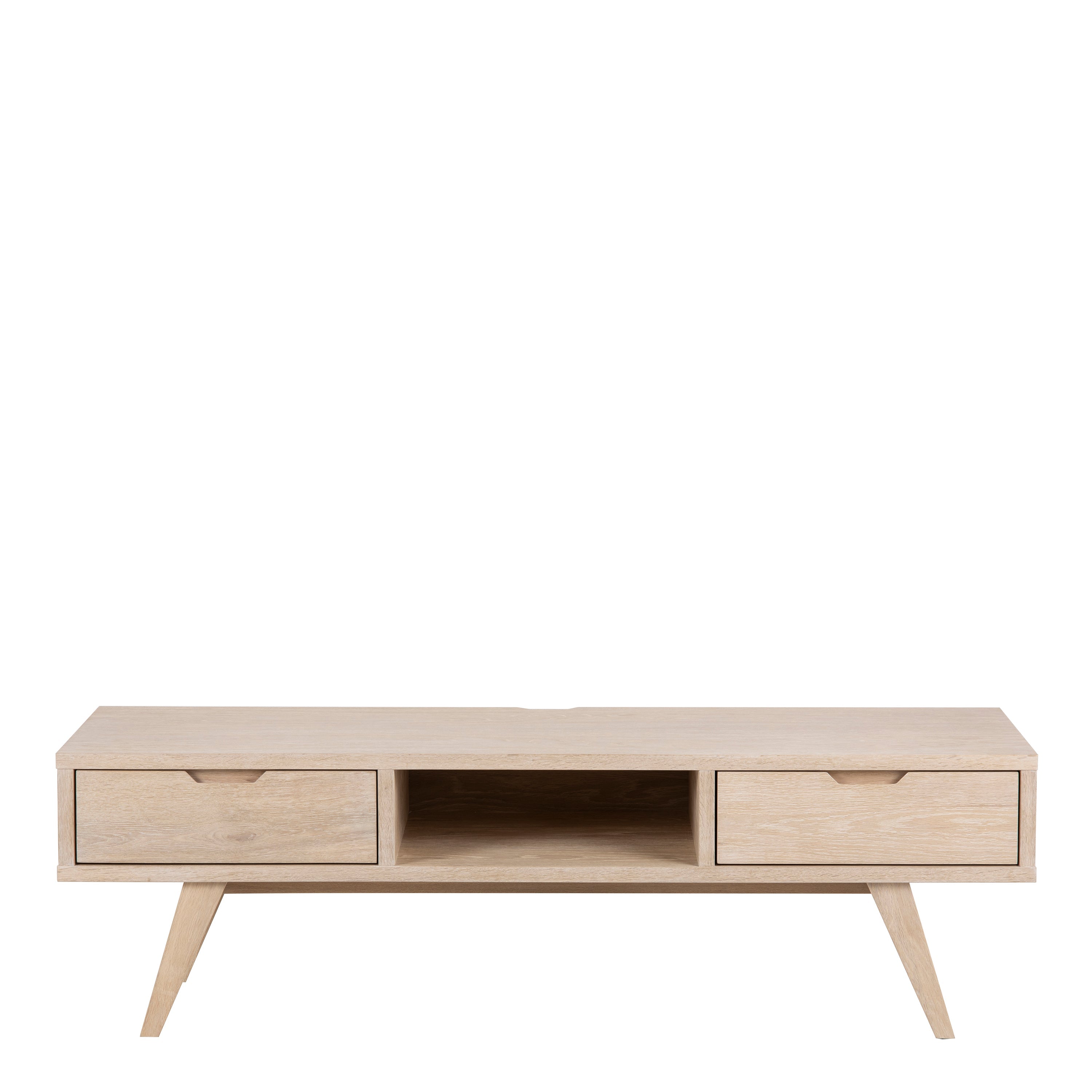 A-Line TV Unit with 2 Drawers in White Oak – FTG, view 2