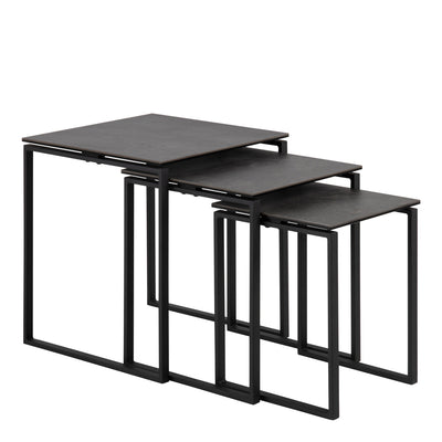Katrine Ceramic Nest of Tables in Black Set of 3 – FTG
