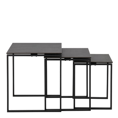 Katrine Ceramic Nest of Tables in Black Set of 3 – FTG, view 2