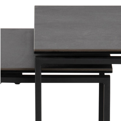 Katrine Ceramic Nest of Tables in Black Set of 3 – FTG, view 7
