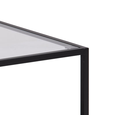 Seaford Black Metal Coffee Table Set with Glass Top – FTG, view 5