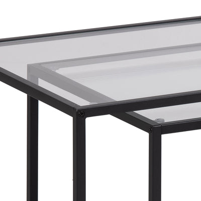 Seaford Black Metal Coffee Table Set with Glass Top – FTG, view 6
