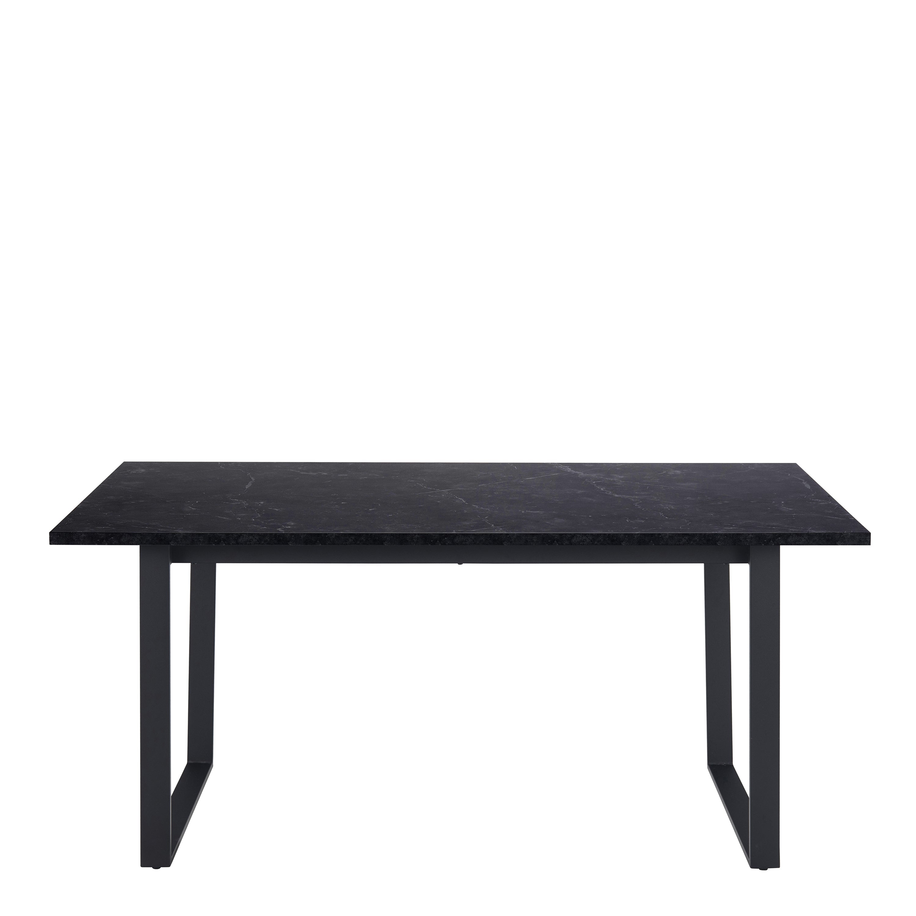 Amble Dining Table with Black Marble Melamine Top & Black Legs – FTG, view 2