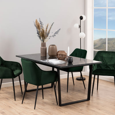 Amble Dining Table with Black Marble Melamine Top & Black Legs – FTG, view 4