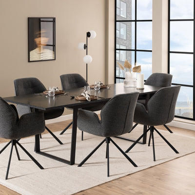 Amble Dining Table with Black Marble Melamine Top & Black Legs – FTG, view 5