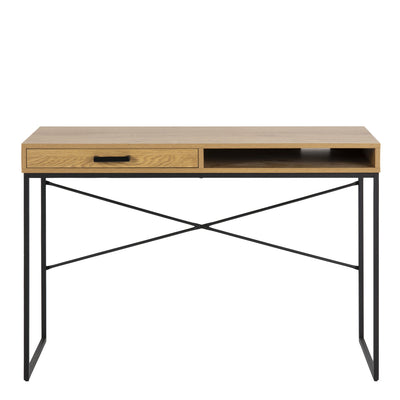 Seaford Office Desk with 1 Drawer in Oak – FTG, view 2