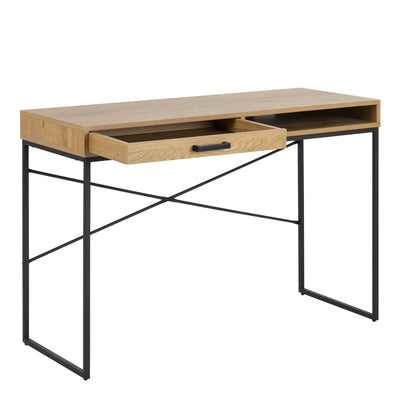 Seaford Office Desk with 1 Drawer in Oak – FTG, view 3