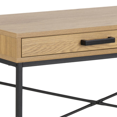 Seaford Office Desk with 1 Drawer in Oak – FTG, view 7