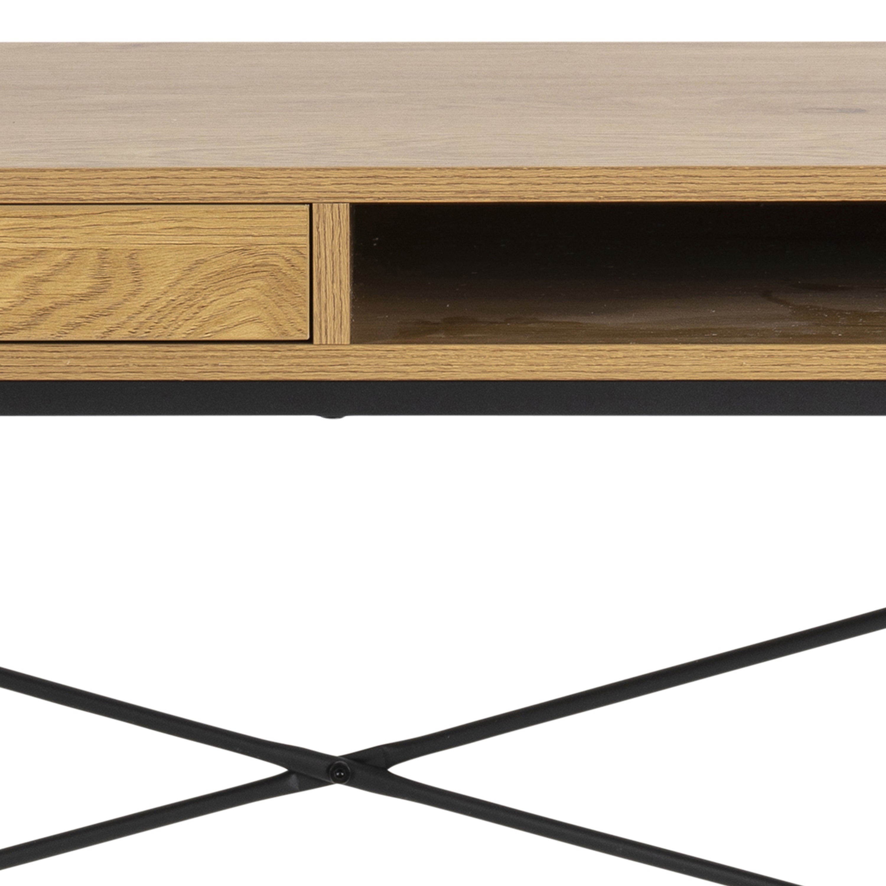 Seaford Office Desk with 1 Drawer in Oak – FTG, view 8