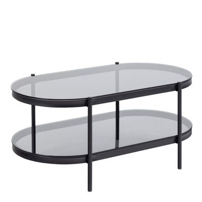 Bayonne Oval Coffee Table with Smoked Glass Top – FTG