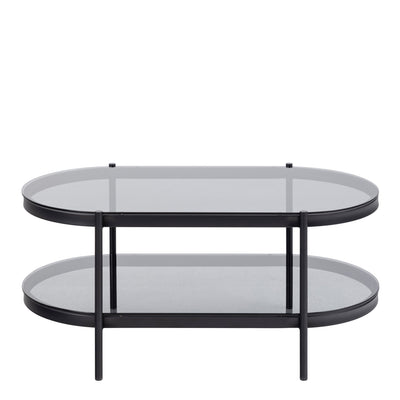 Bayonne Oval Coffee Table with Smoked Glass Top – FTG, view 2