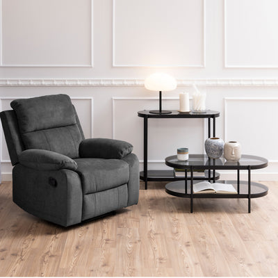 Bayonne Oval Coffee Table with Smoked Glass Top – FTG, view 5