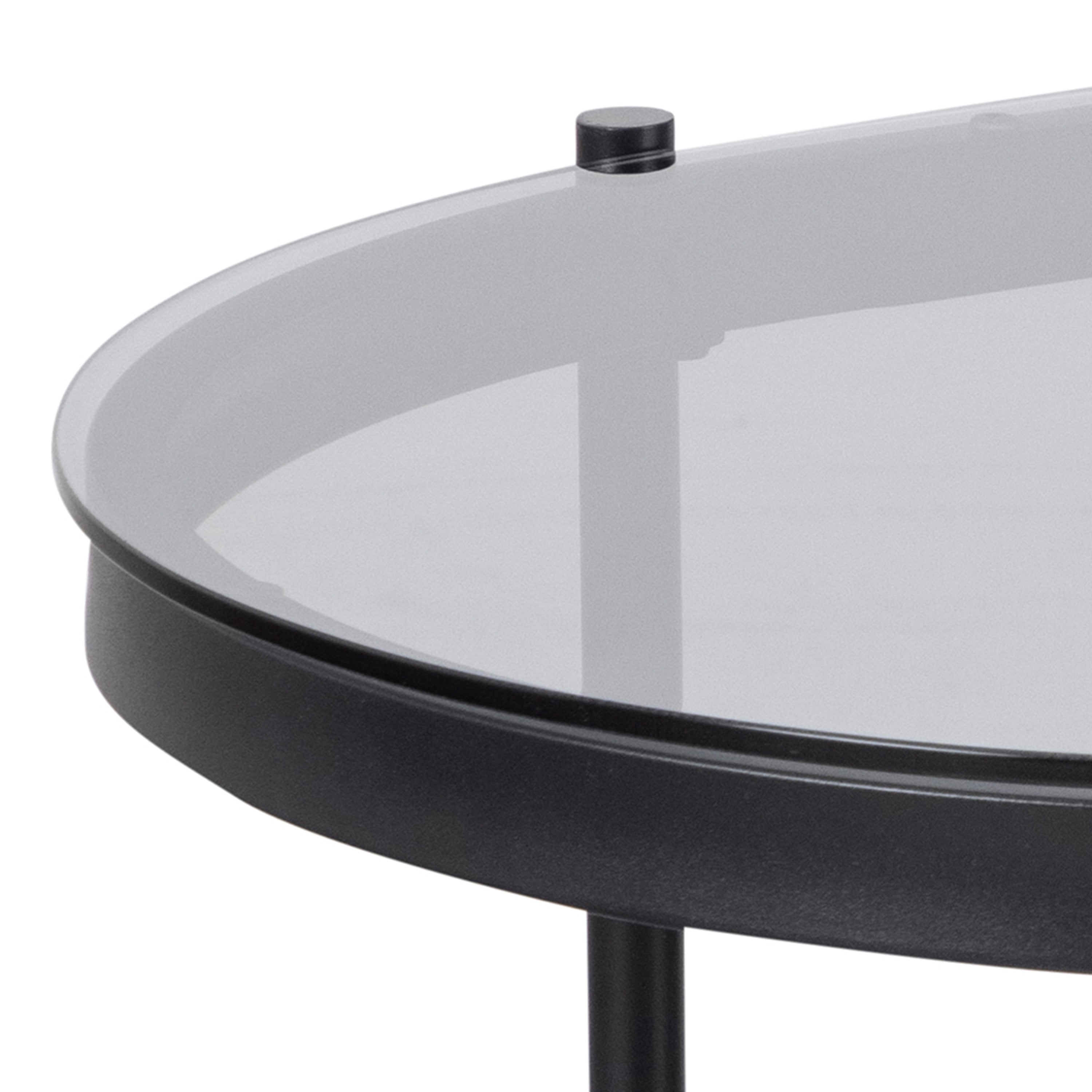 Bayonne Oval Coffee Table with Smoked Glass Top – FTG, view 7