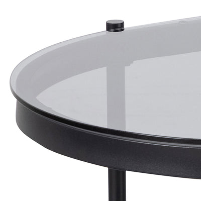 Bayonne Oval Coffee Table with Smoked Glass Top – FTG, view 7