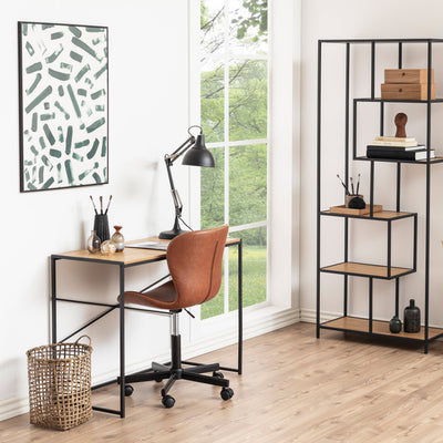 Seaford Office Desk in Black & Oak – FTG, view 4