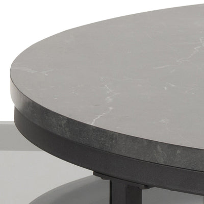 Spiro Round/Oval Coffee Table Set with Black Marble/Smoked Melamine Glass Top – FTG, view 5