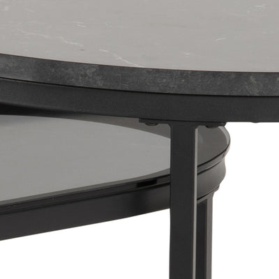 Spiro Round/Oval Coffee Table Set with Black Marble/Smoked Melamine Glass Top – FTG, view 6