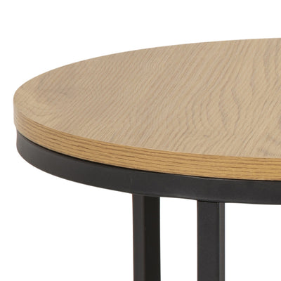 Spiro Round Coffee Table Set with Oak Top & Black Legs – FTG, view 5