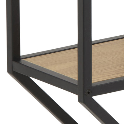 Seaford Octagonal Metal Wall Shelf in Black & Oak – FTG, view 5