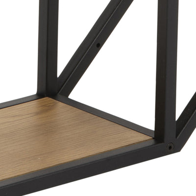 Seaford Octagonal Metal Wall Shelf in Black & Oak – FTG, view 6