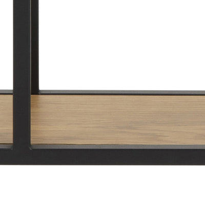 Seaford Octagonal Metal Wall Shelf in Black & Oak – FTG, view 8