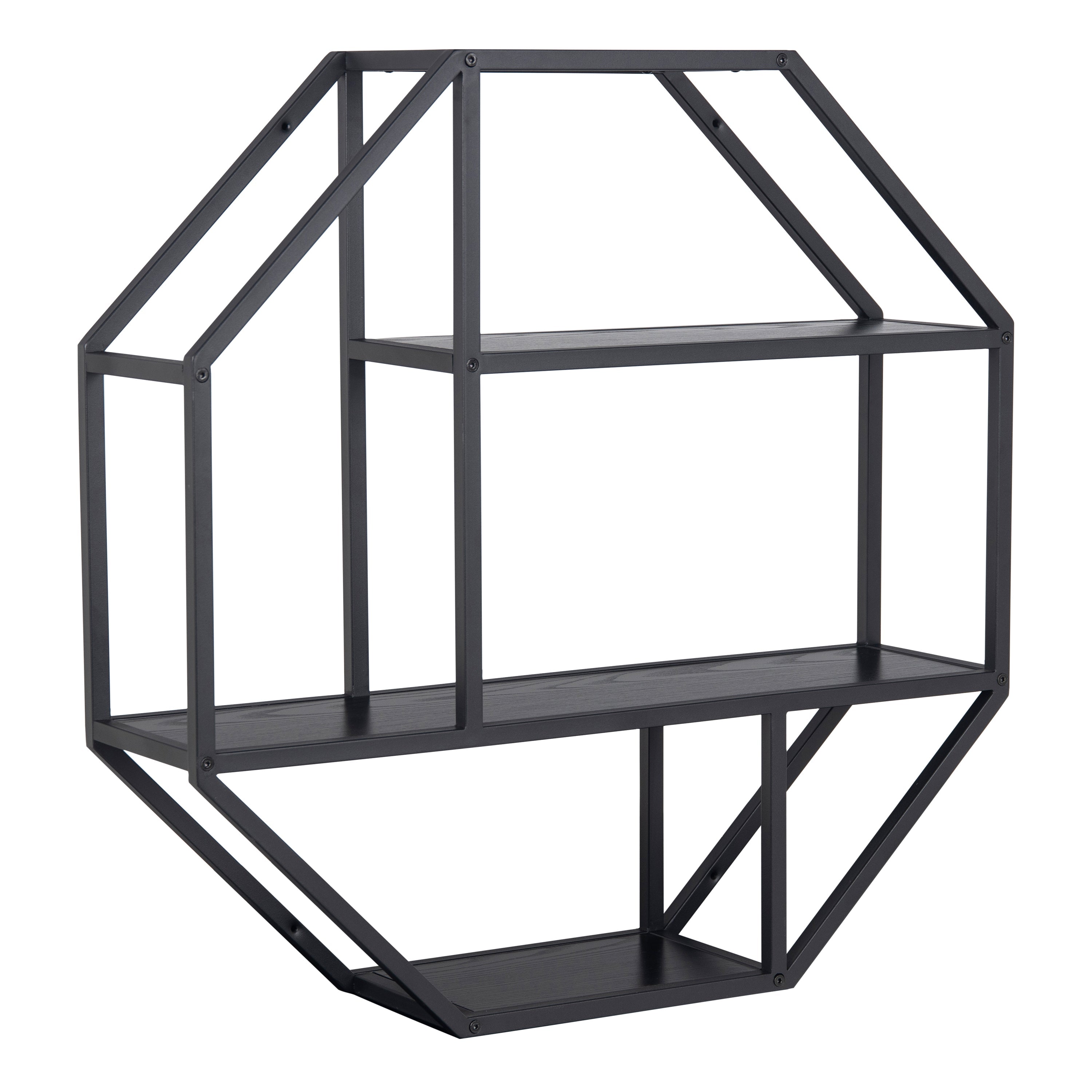 Seaford Octagonal Metal Wall Shelf in Black – FTG