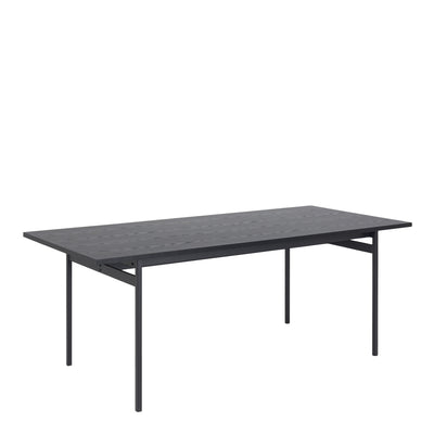 Angus Dining Table in Black 200x74cm Included 4 Carrie Swivel Dining Chairs in Sand – FTG, view 2