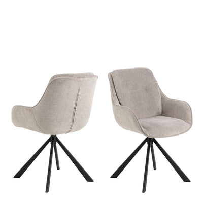 Angus Dining Table in Black 200x74cm Included 4 Carrie Swivel Dining Chairs in Sand – FTG, view 7