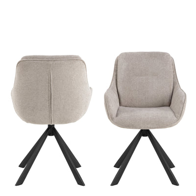 Angus Dining Table in Black 200x74cm Included 4 Carrie Swivel Dining Chairs in Sand – FTG, view 8