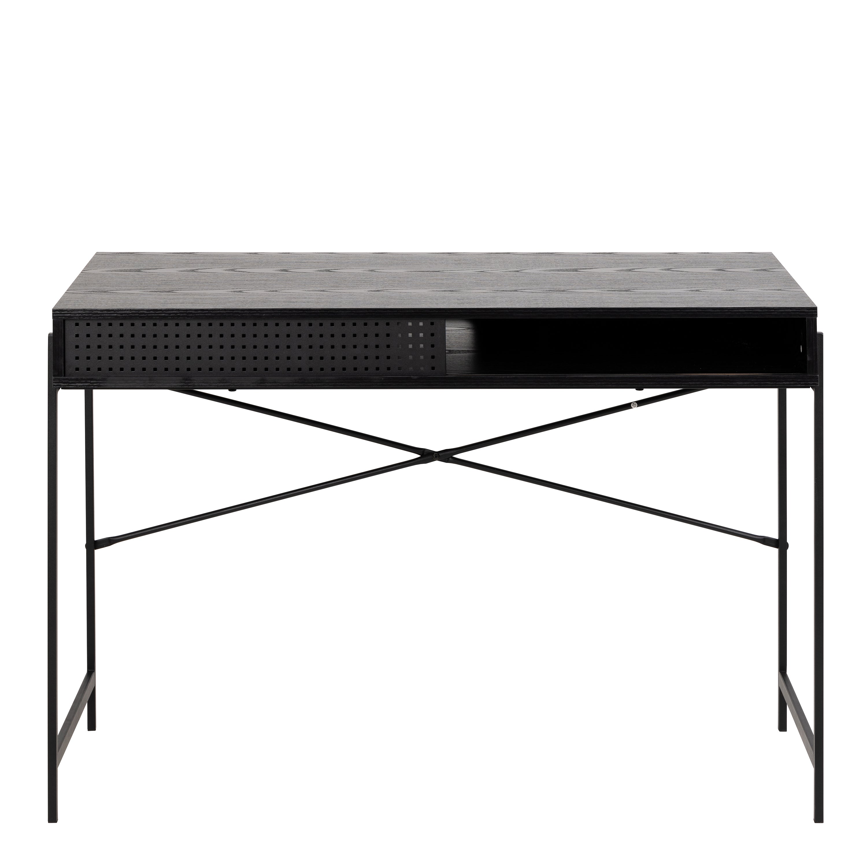 Angus Office Desk with Sliding Door in Black – FTG, view 2