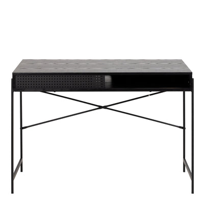 Angus Office Desk with Sliding Door in Black – FTG, view 2