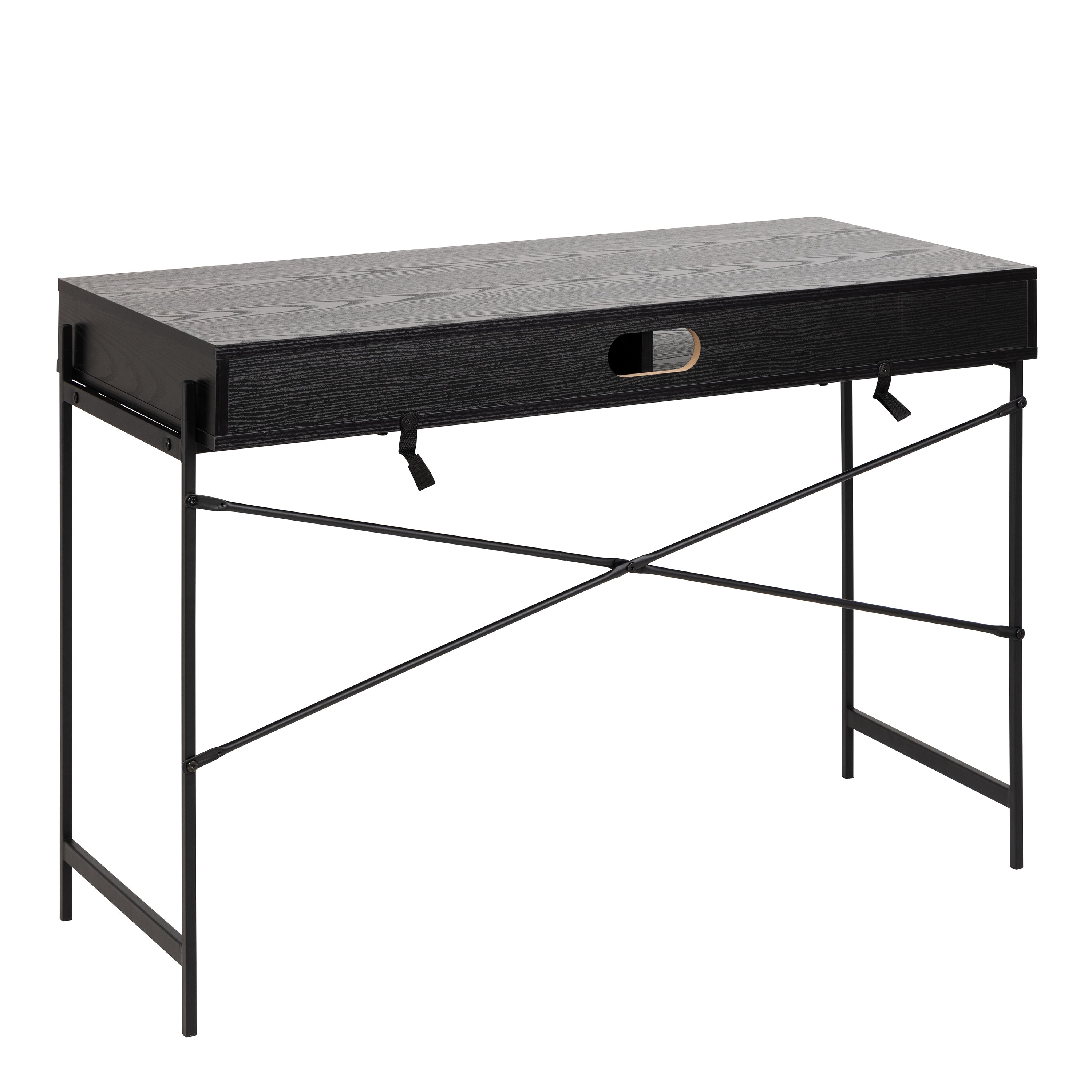 Angus Office Desk with Sliding Door in Black – FTG, view 3