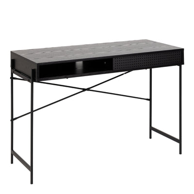 Angus Office Desk with Sliding Door in Black – FTG, view 4