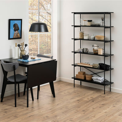 Angus Bookcase with 5 Shelves in Black – FTG, view 5