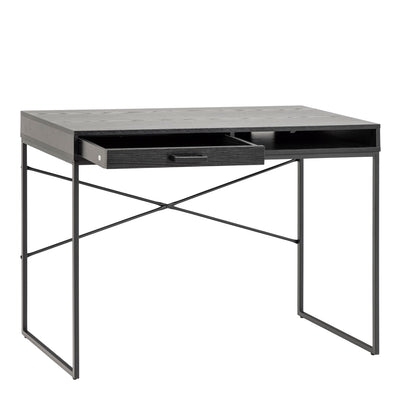 Seaford 1 Drawer Office Desk in Ash Black – FTG, view 4