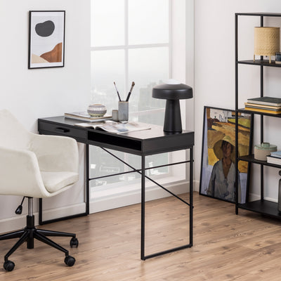 Seaford 1 Drawer Office Desk in Ash Black – FTG, view 5