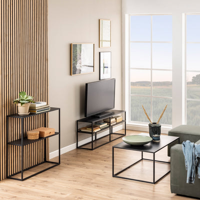 Newcastle Console Table with Open Shelf in Matt Black – FTG, view 5