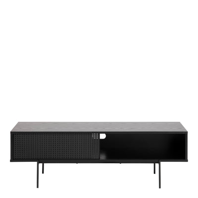 Angus TV Unit with 1 Sliding Door in Black – FTG, view 2