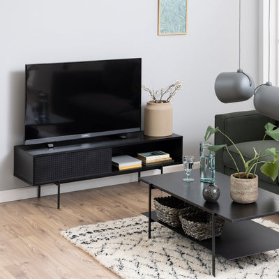 Angus TV Unit with 1 Sliding Door in Black – FTG, view 5