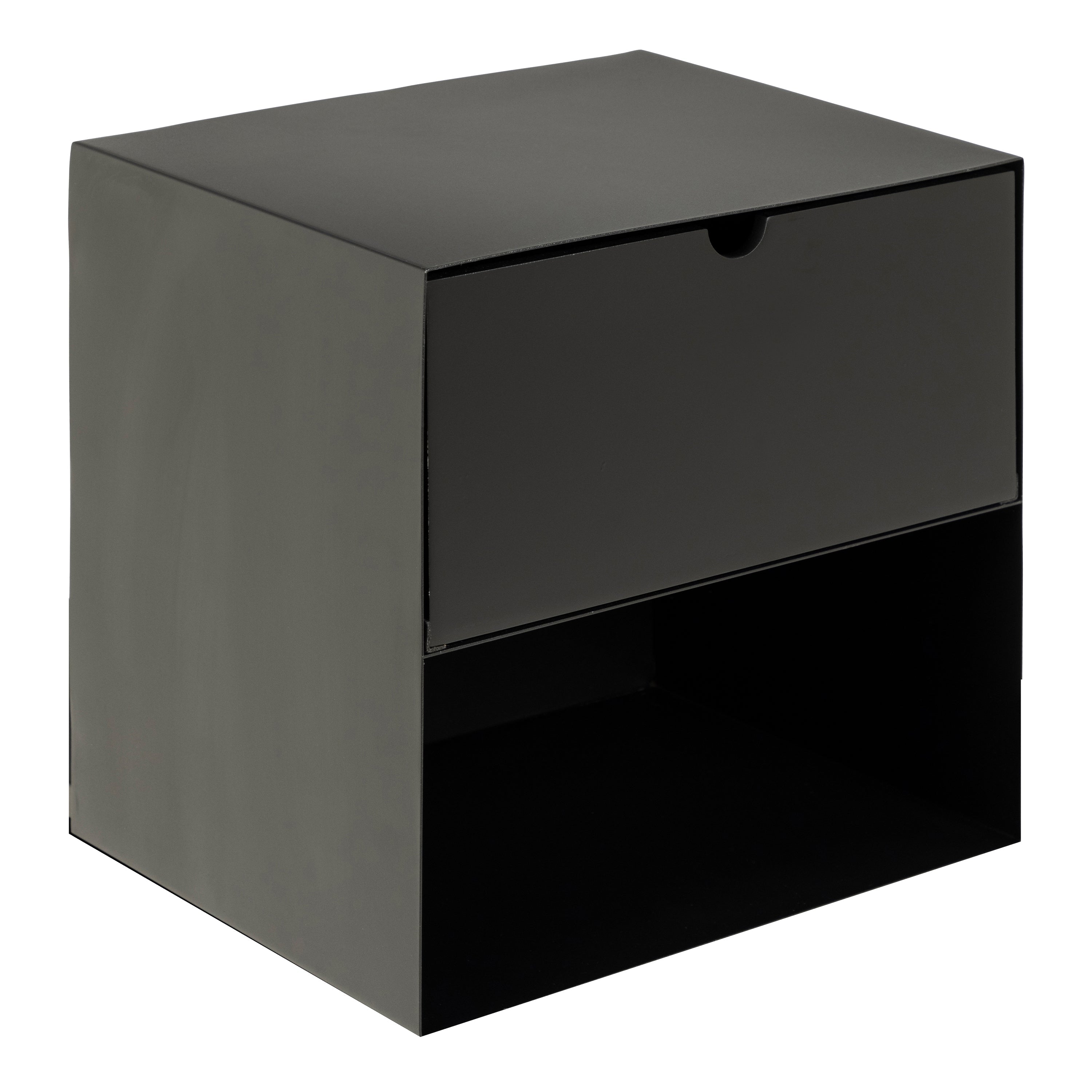 Joliet 1 Drawer Wallmounted Bedside Table in Matt Black – FTG, view 4