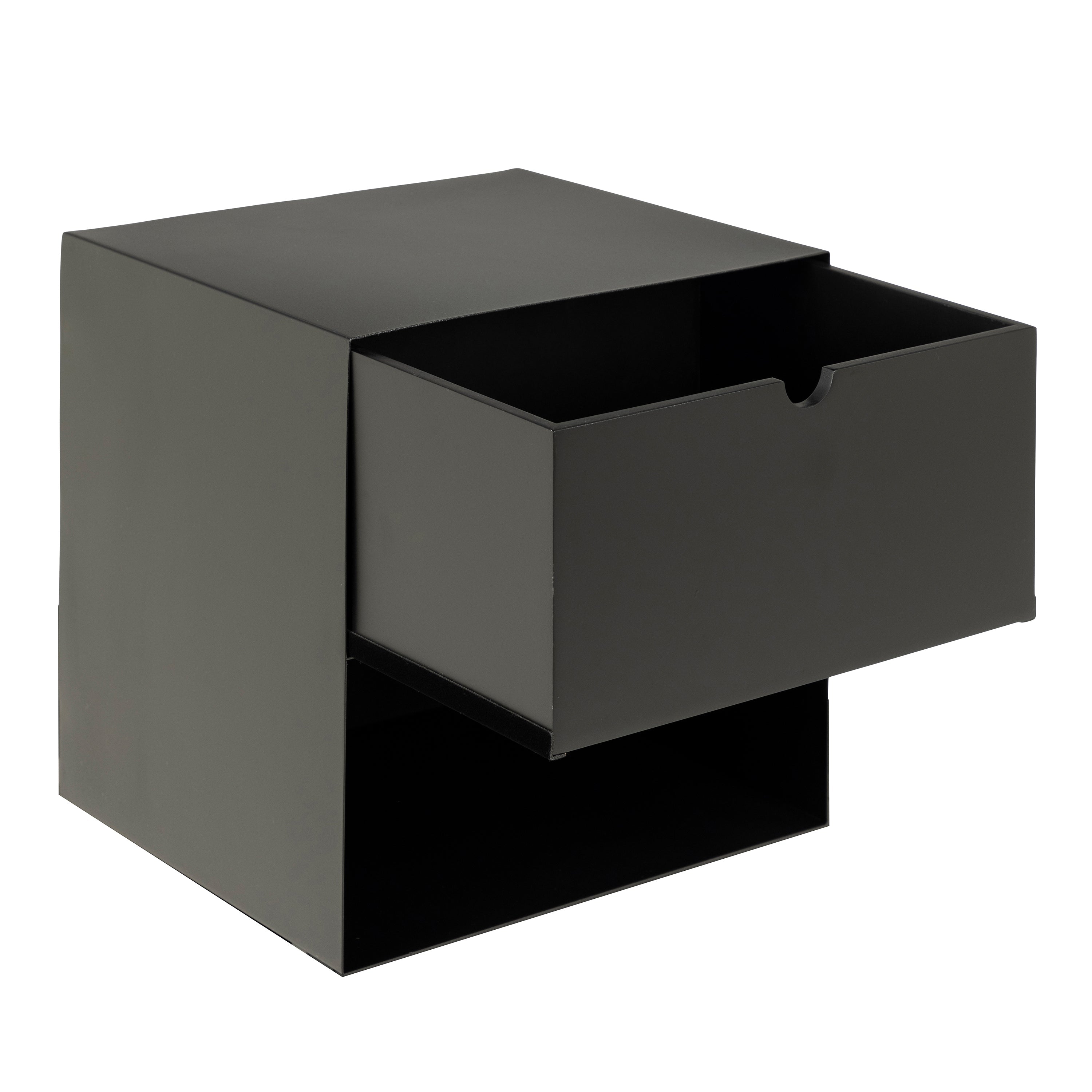 Joliet 1 Drawer Wallmounted Bedside Table in Matt Black – FTG, view 6