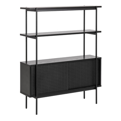 Angus Small Bookcase with 2 Sliding Doors in Black – FTG