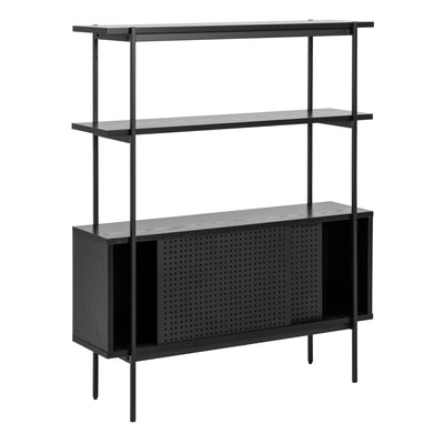 Angus Small Bookcase with 2 Sliding Doors in Black – FTG, view 4